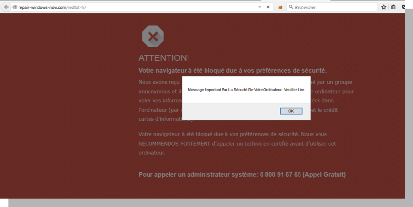 pop up alerte virus sur son navigateur